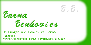 barna benkovics business card